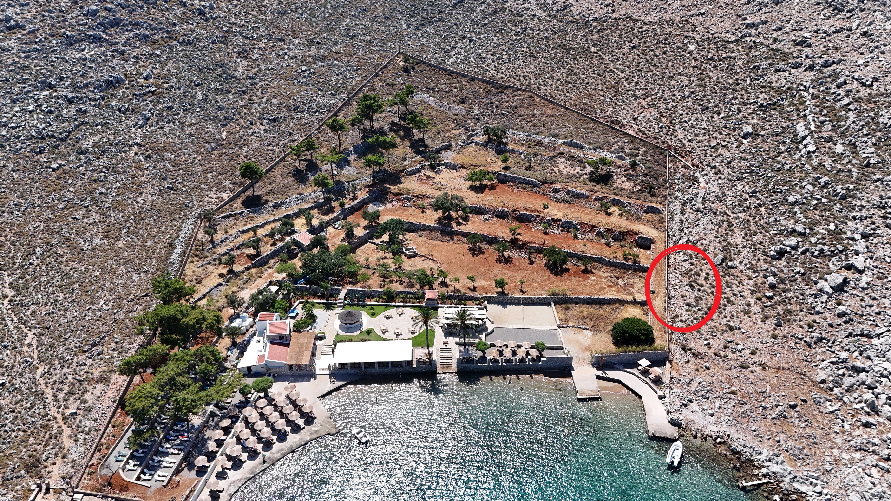A view of the resort, with Dr Mosley’s body discovered just metres from the water