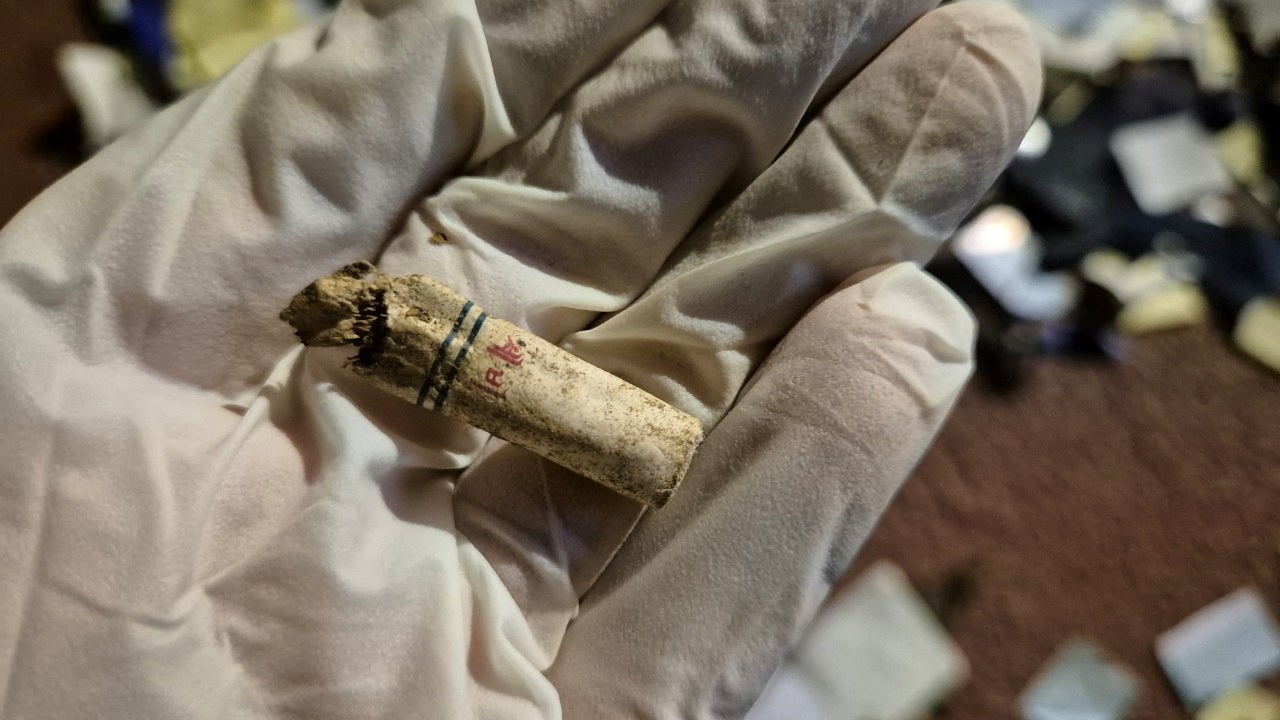 A cigarette butt found from a balloon believed to have been sent by North Korea