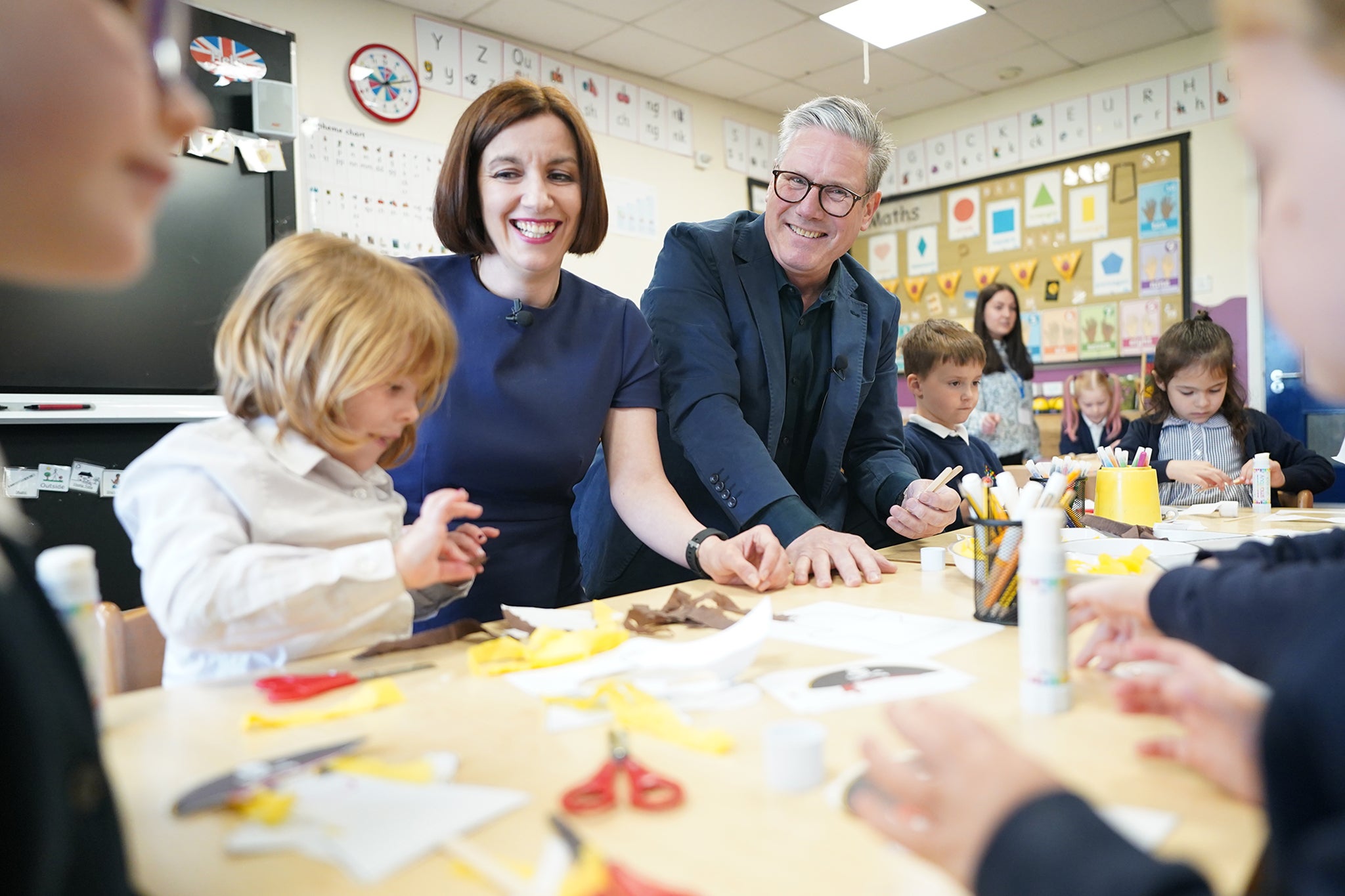 Labour leader Sir Keir Starmer and shadow education secretary Bridget Phillipson on a visit to Nursery Hill Primary School in Nuneaton in Warwickshire