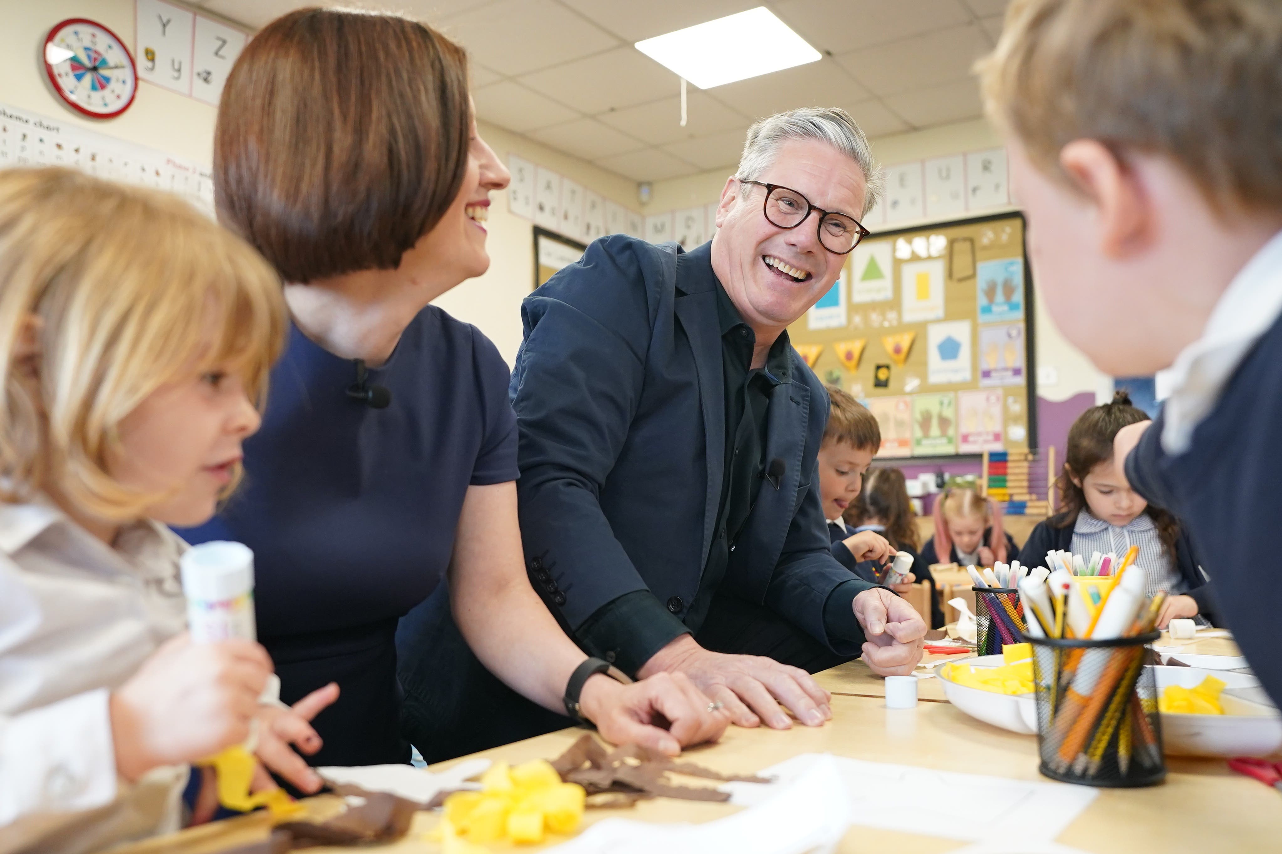 Labour leader Sir Keir Starmer and shadow education secretary Bridget Phillipson visit Nursery Hill Primary School in Nuneaton (Stefan Rousseau/PA)