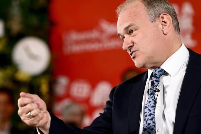 <p>Leader of the Liberal Democrats Ed Davey speaks at the party’s manifesto launch </p>