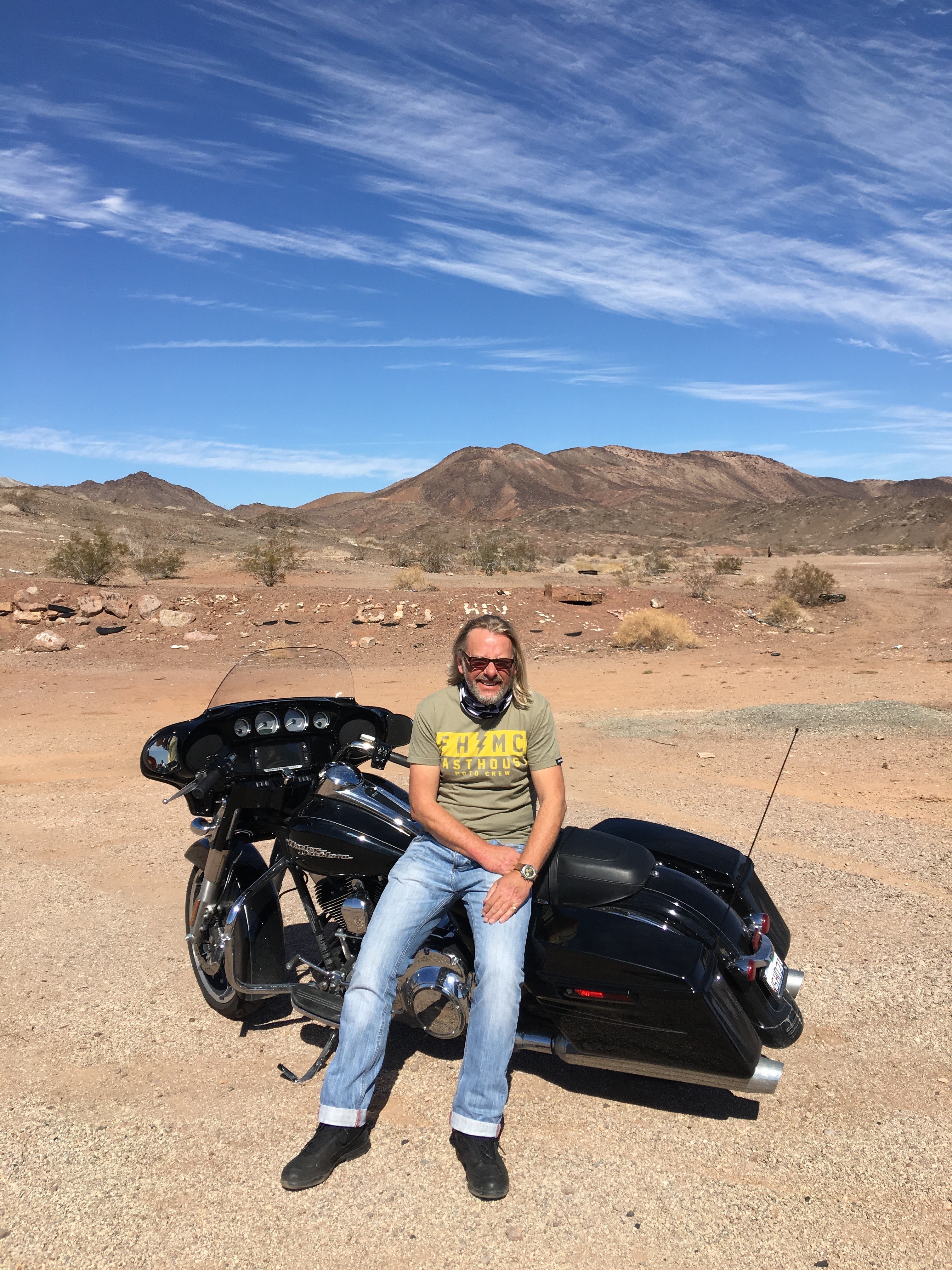 The presenter resting up near Gallup, a city in New Mexico