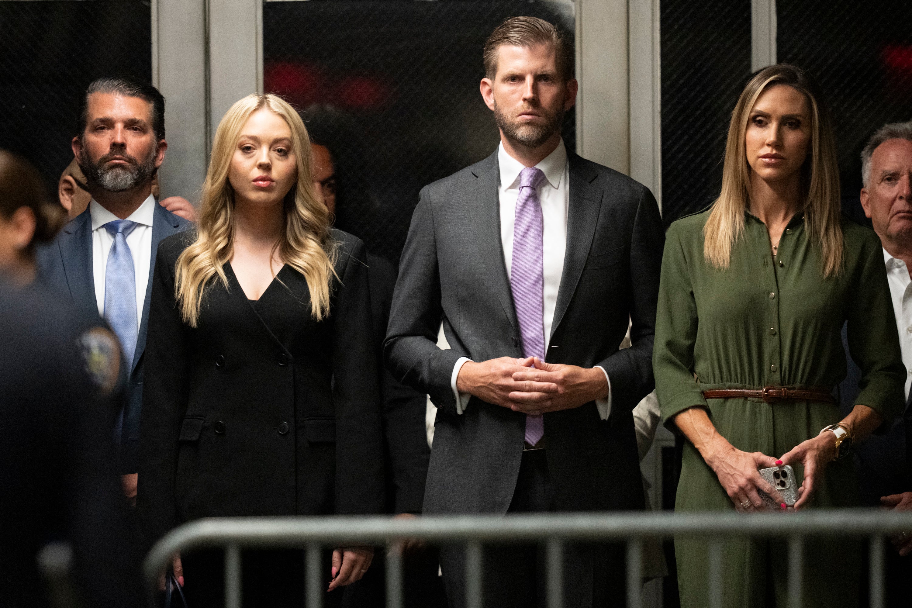 Donald Trump Jr, Tiffany Trump, Eric Trump and Lara Trump attend closing arguments of their father’s criminal trial in New York