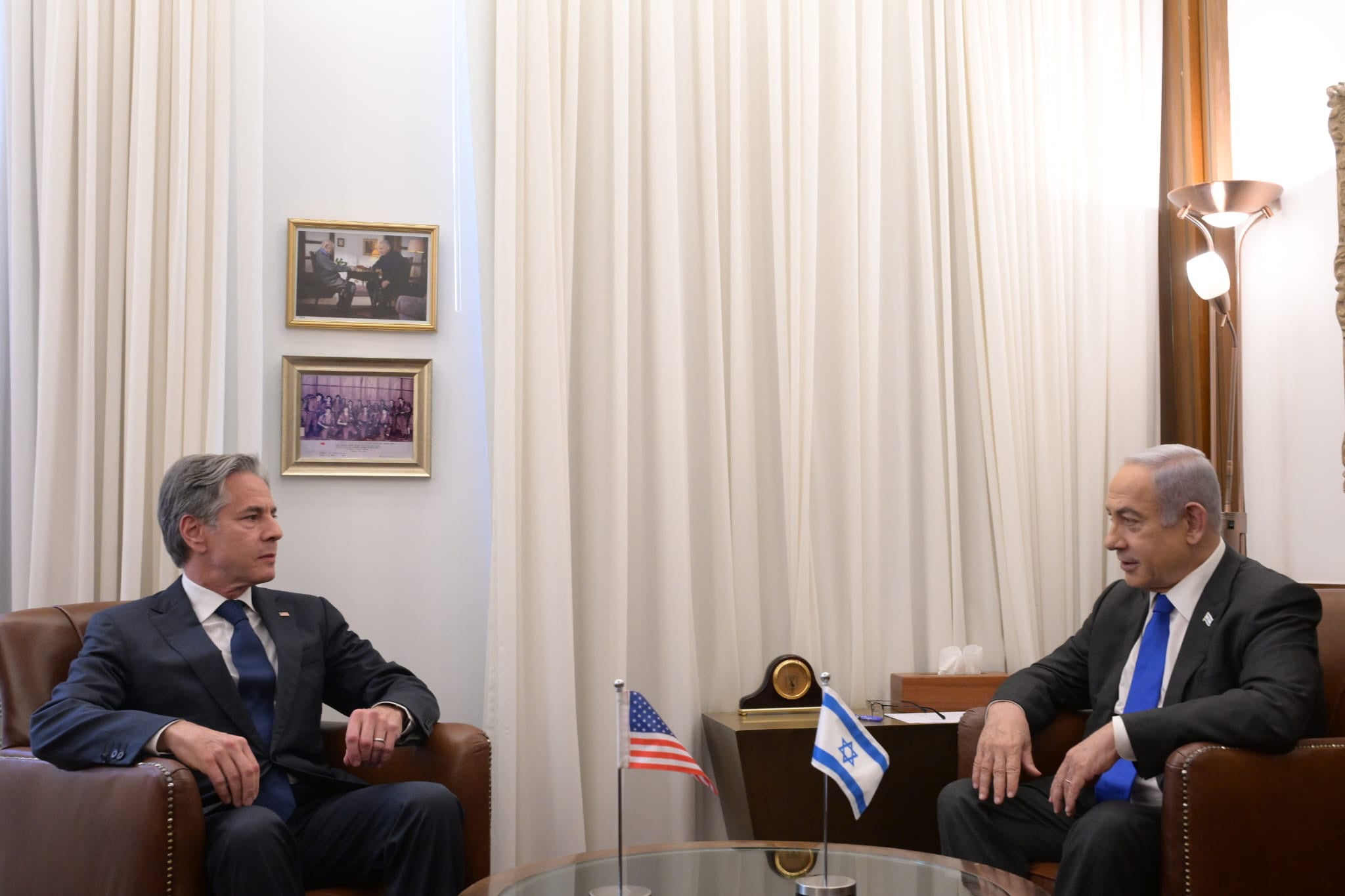 The US canceled a meeting with Israel after the country’s leader slammed the Biden administration, accusing it of withholding weapons. Pictured: Secretary of State Antony Blinken meets with Israel Minister Benjamin Netanyahu earlier this month