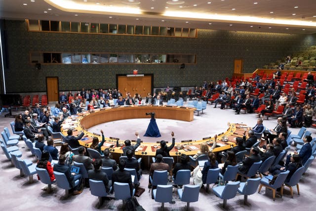 <p>In this photo provided by the United Nations, members of the UN Security Council vote to approve its first resolution endorsing a cease-fire plan aimed at ending the eight-month war between Israel and Hamas in Gaza, Monday, 10 June 2024</p>