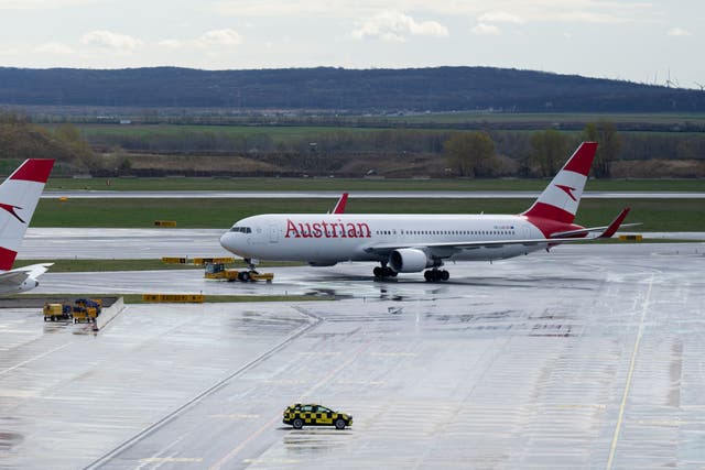 <p>File image: Planes operated by Austrian Airlines sit on the tarmac at the airport in Vienna, on 28 March 2024</p>