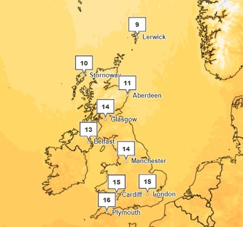 Temperatures are below average for this time of year, with highs of 16 degrees forecast for Tuesday afternoon