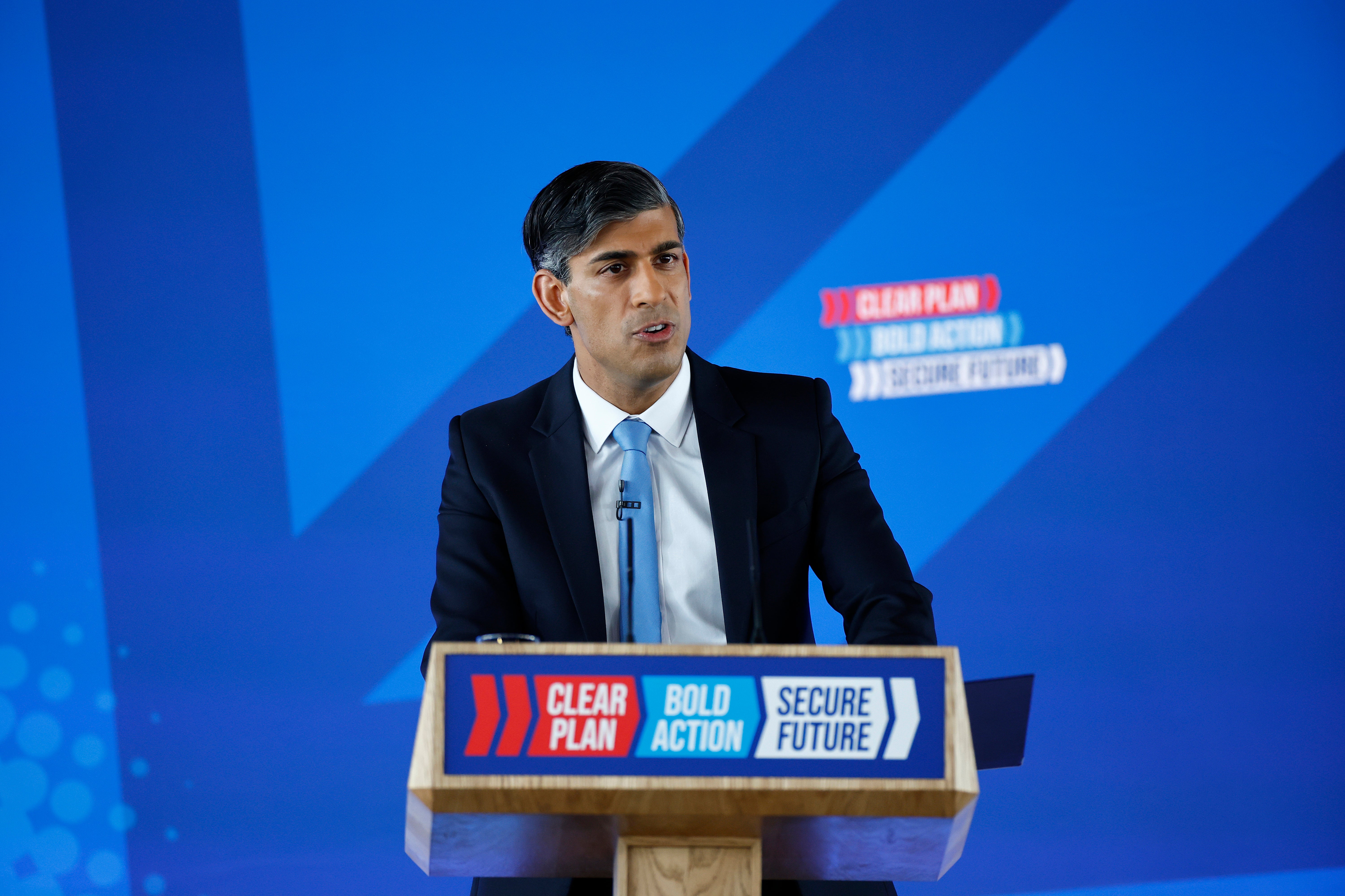 Rishi Sunak launching the Tory manifesto