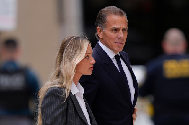 <p>Hunter Biden and his wife Melissa Cohen Biden leave a federal courthouse in Delaware on June 11. An initial statement from Donald Trump’s campaign reportedly offered well wishes to Hunter Biden after his conviction</p>