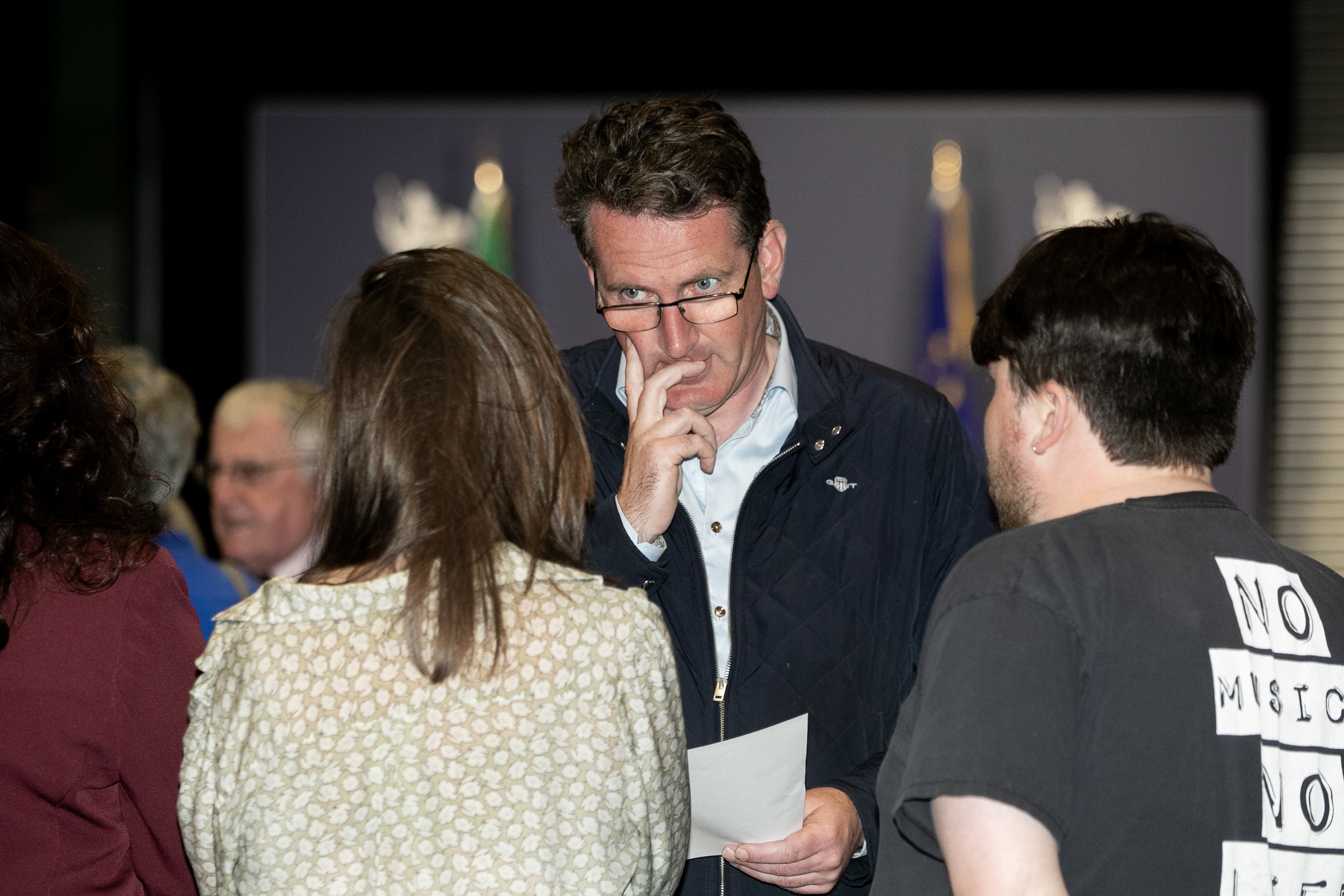 European Labour Party candidate Aodhan O Riordain TD at the RDS centre in Dublin as counting continues in the European election in Ireland (Gareth Chaney/PA)