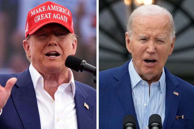 <p>Donald Trump has falled two points behind Joe Biden in the latest Fox News poll </p>