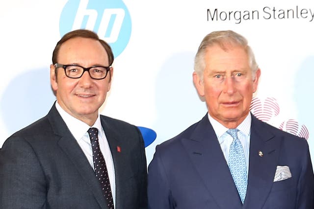 <p>Kevin Spacey and King Charles III, then Prince of Wales, attend The Prince’s Trust Celebrate Success Awards in London in 2015</p>