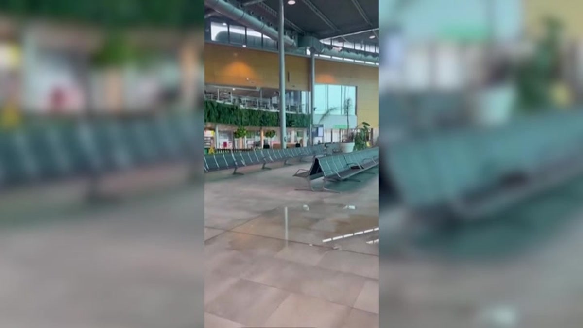 Palma airport terminal floods with planes grounded as torrential rain hits Mallorca