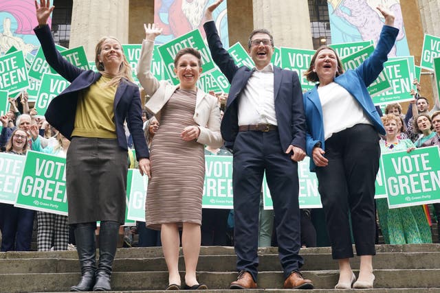 Green Party parliamentary candidates Sian Berry, Carla Denyer, Adrian Ramsay and Ellie Chowns (PA)