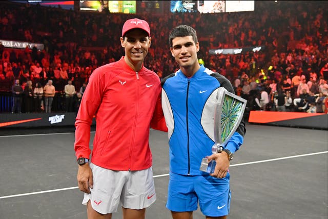 <p>Rafael Nadal and Carlos Alcaraz will unite in the men’s doubles in Paris </p>
