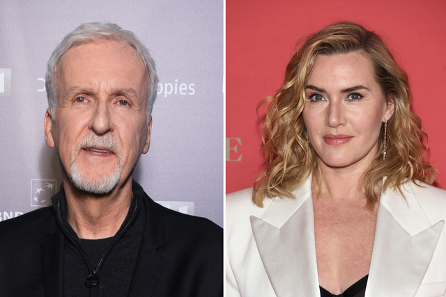 <p>James Cameron and Kate Winslet</p>