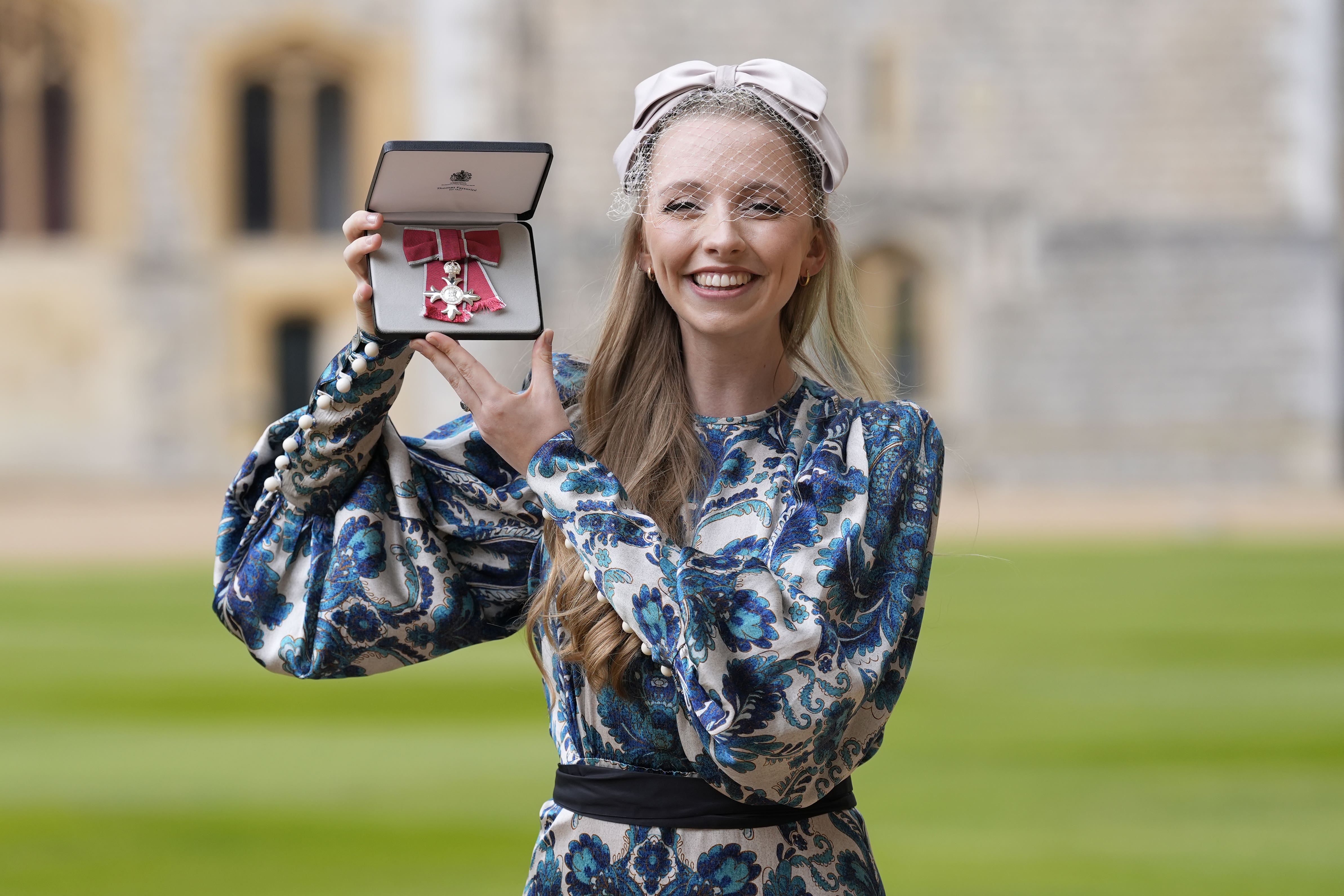Anna Lapwood after being appointed MBE by the Princess Royal during an investiture ceremony at Windsor Castle on Wednesday (Andrew Matthews/PA)