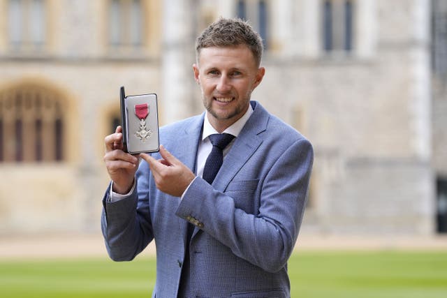 Joe Root received his MBE on Wednesday (Andrew Matthews/PA)