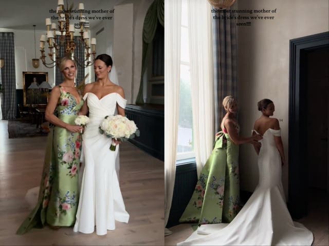 <p>Internet questions whether or not this mother-of-the-bride dress upstages her daughter </p>