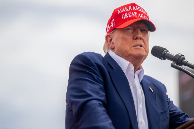 <p>Former U.S. President Donald Trump speaks during his campaign rally at Sunset Park on June 09, 2024 in Las Vegas, Nevada. (Photo by Brandon Bell/Getty Images)</p>