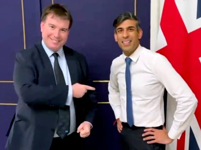 <p>Craig Williams MP is pictured alongside Rishi Sunak </p>
