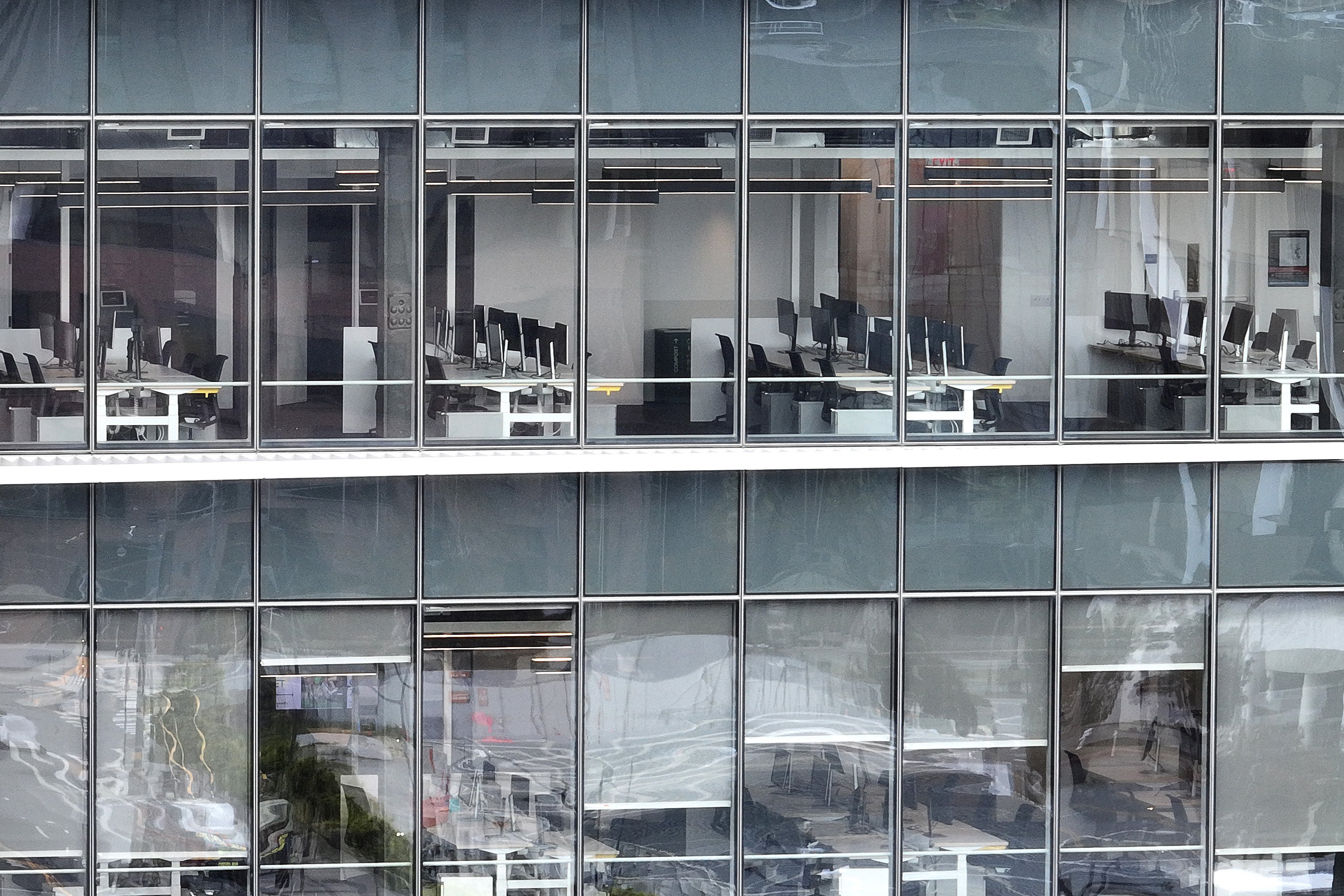 Empty offices are visible at the Uber office building in San Francisco, just one of the many contributing to the city’s vacancy problem