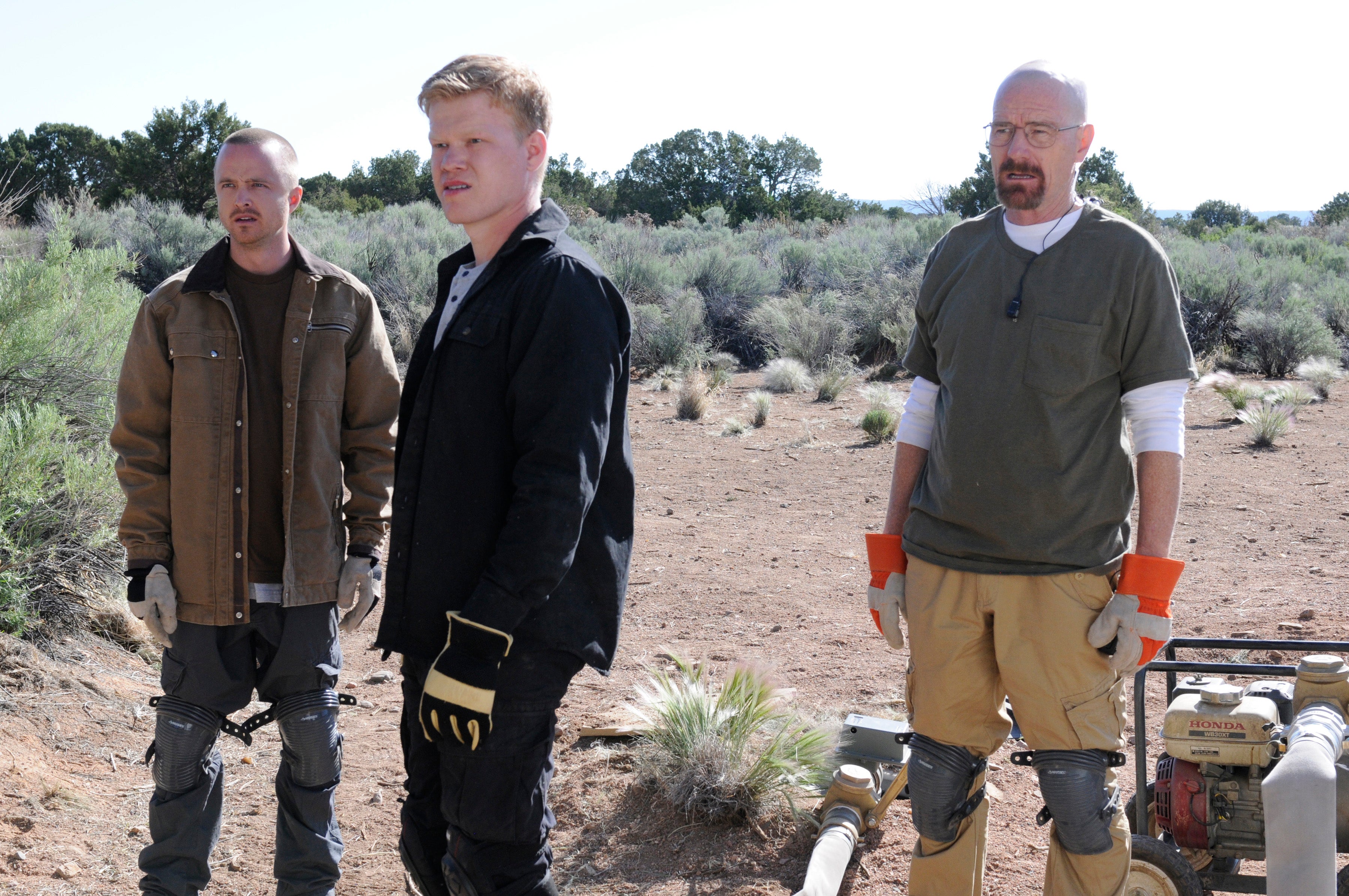 Mething around: Aaron Paul, Jesse Plemons and Bryan Cranston in ‘Breaking Bad’