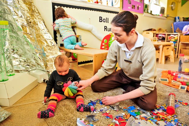 Scottish Tory deputy leader Meghan Gallacher visited a nursery on Thursday (Ben Birchall/PA)