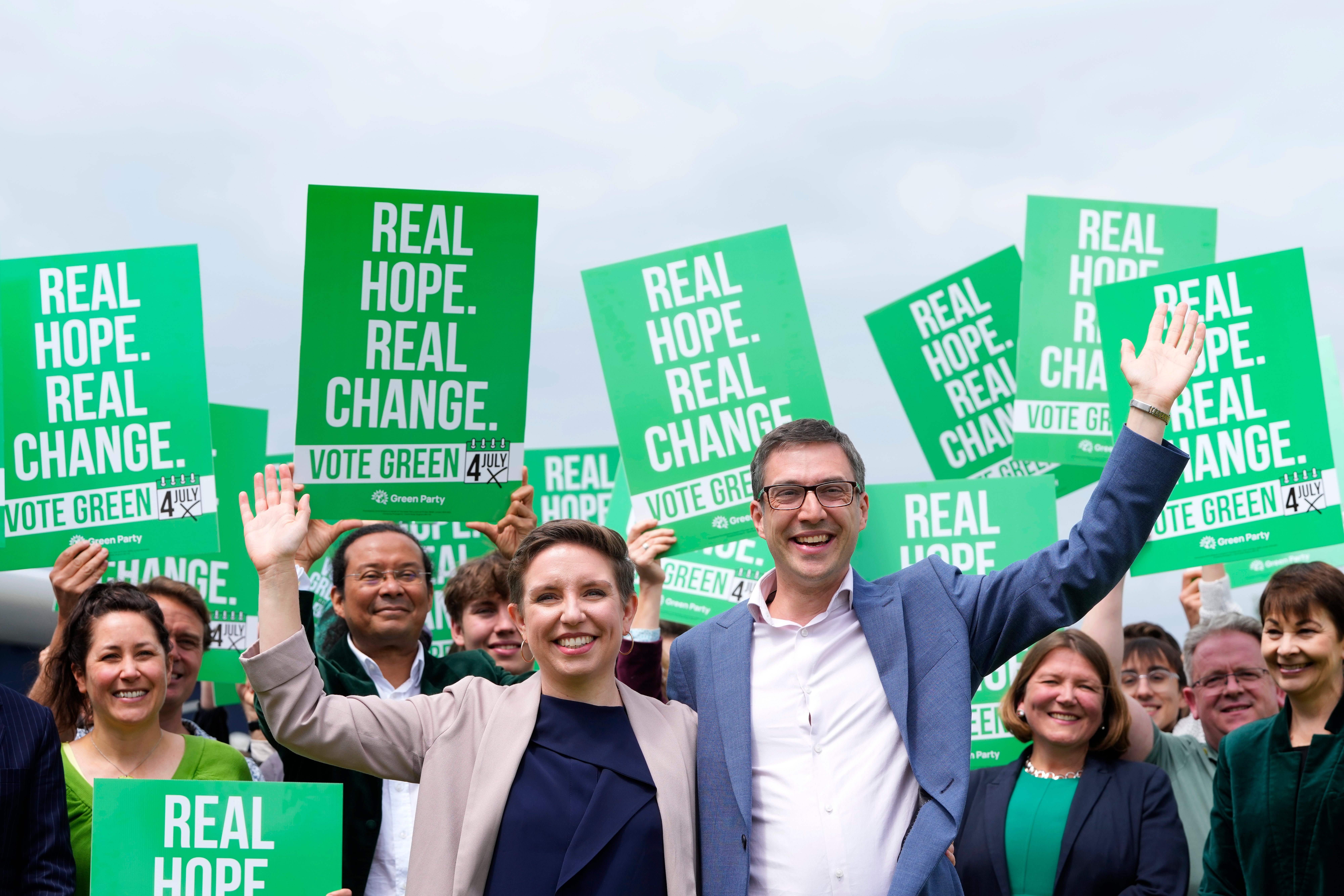 Green Party co-leaders Adrian Ramsay and Carla Denyer