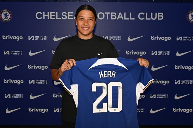 <p>Sam Kerr said it was ‘really exciting and a very proud moment’ for her to sign a new deal with Chelsea </p>