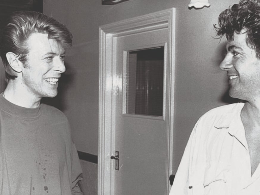 Alan Edwards (right) with David Bowie