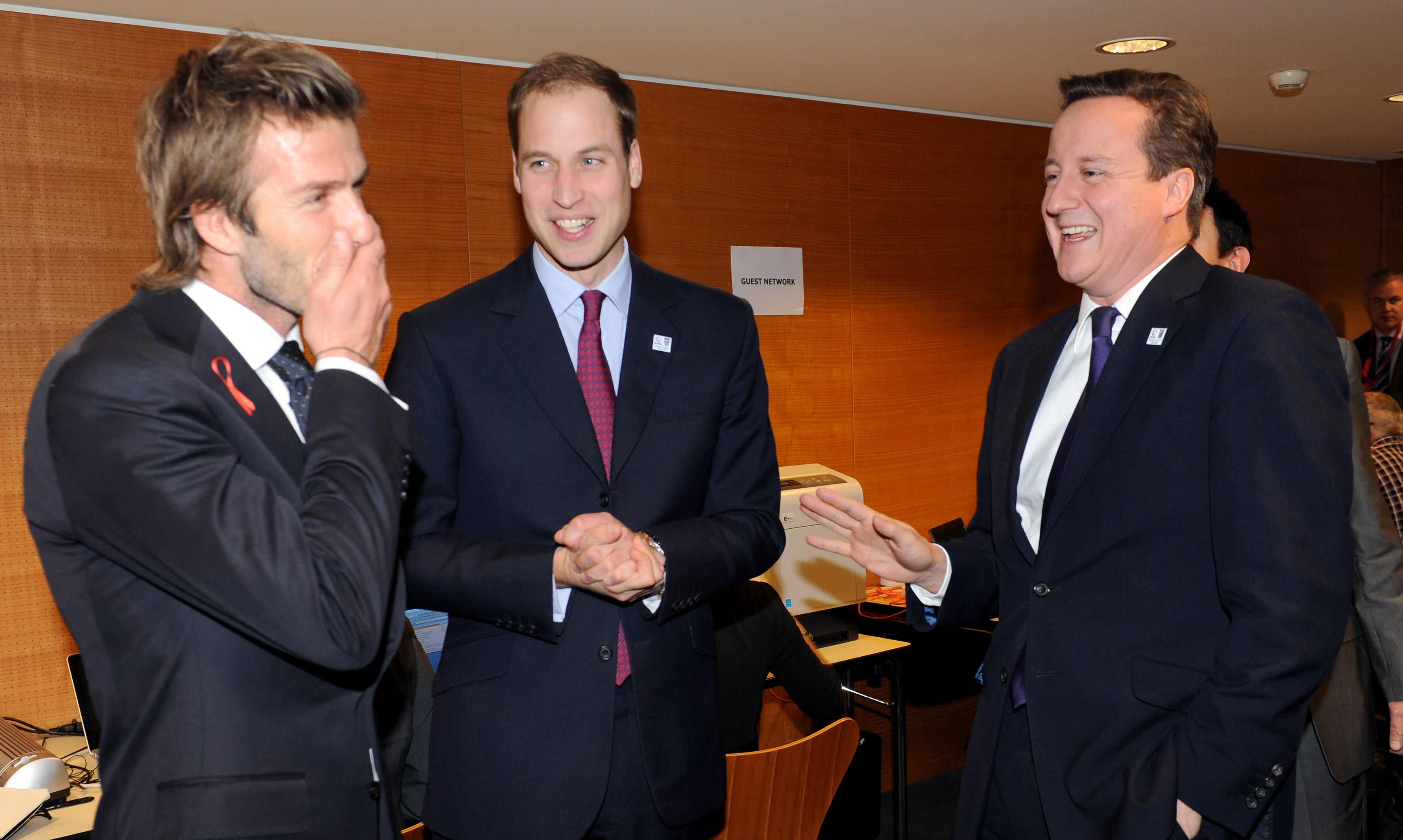 David Cameron with Prince William and David Beckham before the 2018 World Cup bid announcement