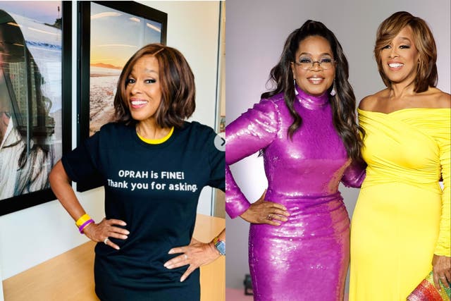 <p>Gayle King hilariously wears ‘Oprah is Fine’ shirt after her friend had stomach virus</p>