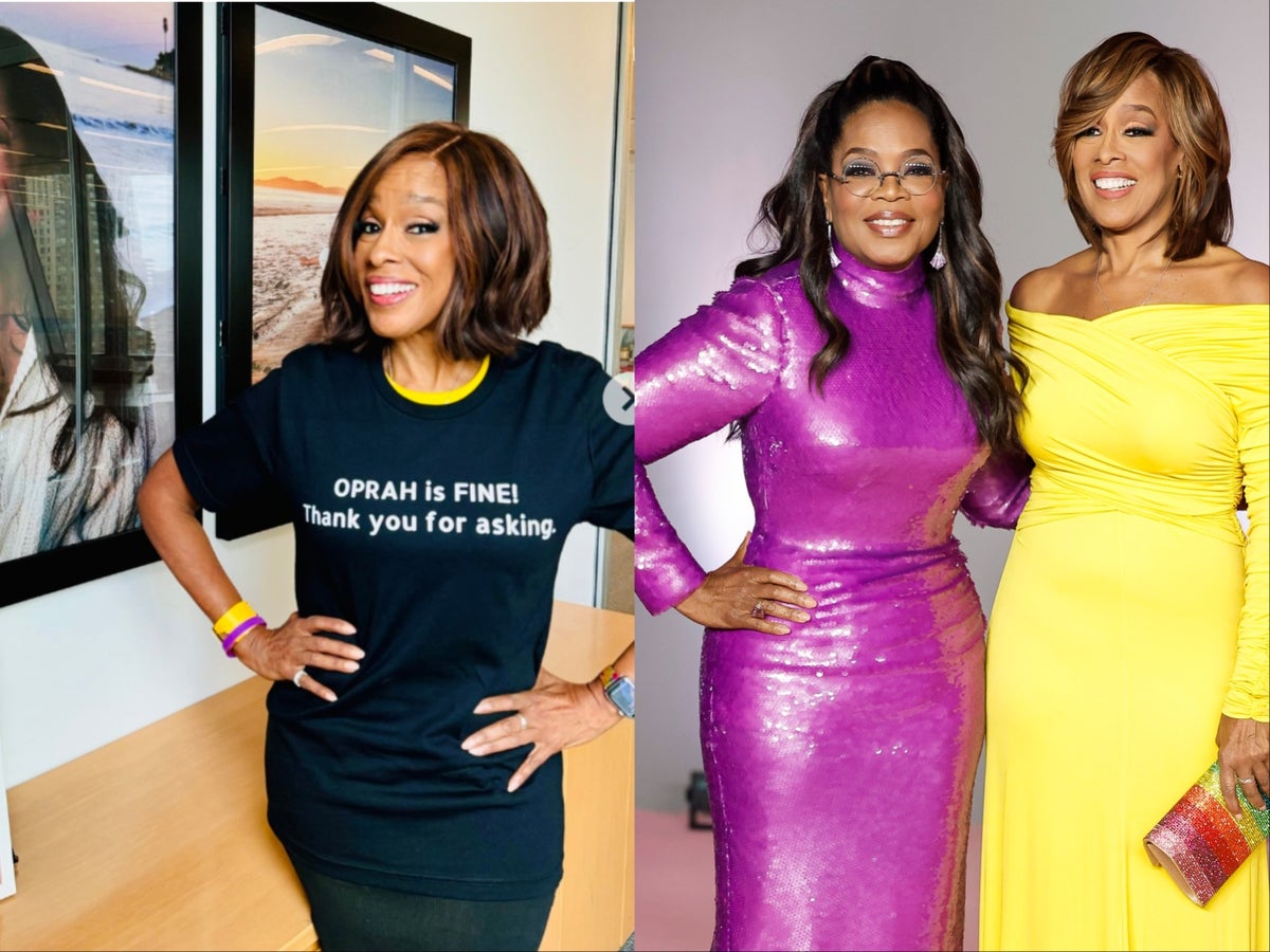 Gayle King hilariously wears 'Oprah is Fine' shirt after her friend was  hospitalized | The Independent