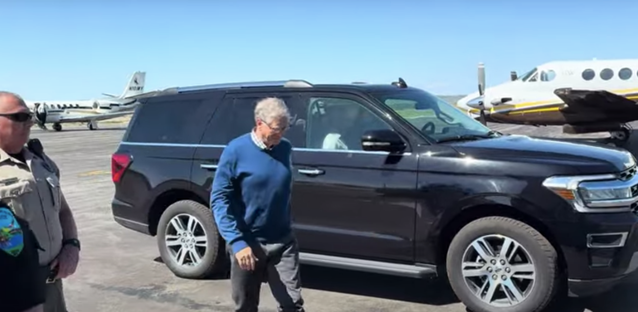 Bill Gates arriving at Kemmerer Municipal Airport on Monday