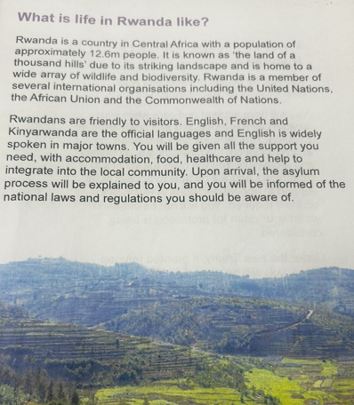 Asylum seekers are told that Rwanda has a ‘striking landscape’