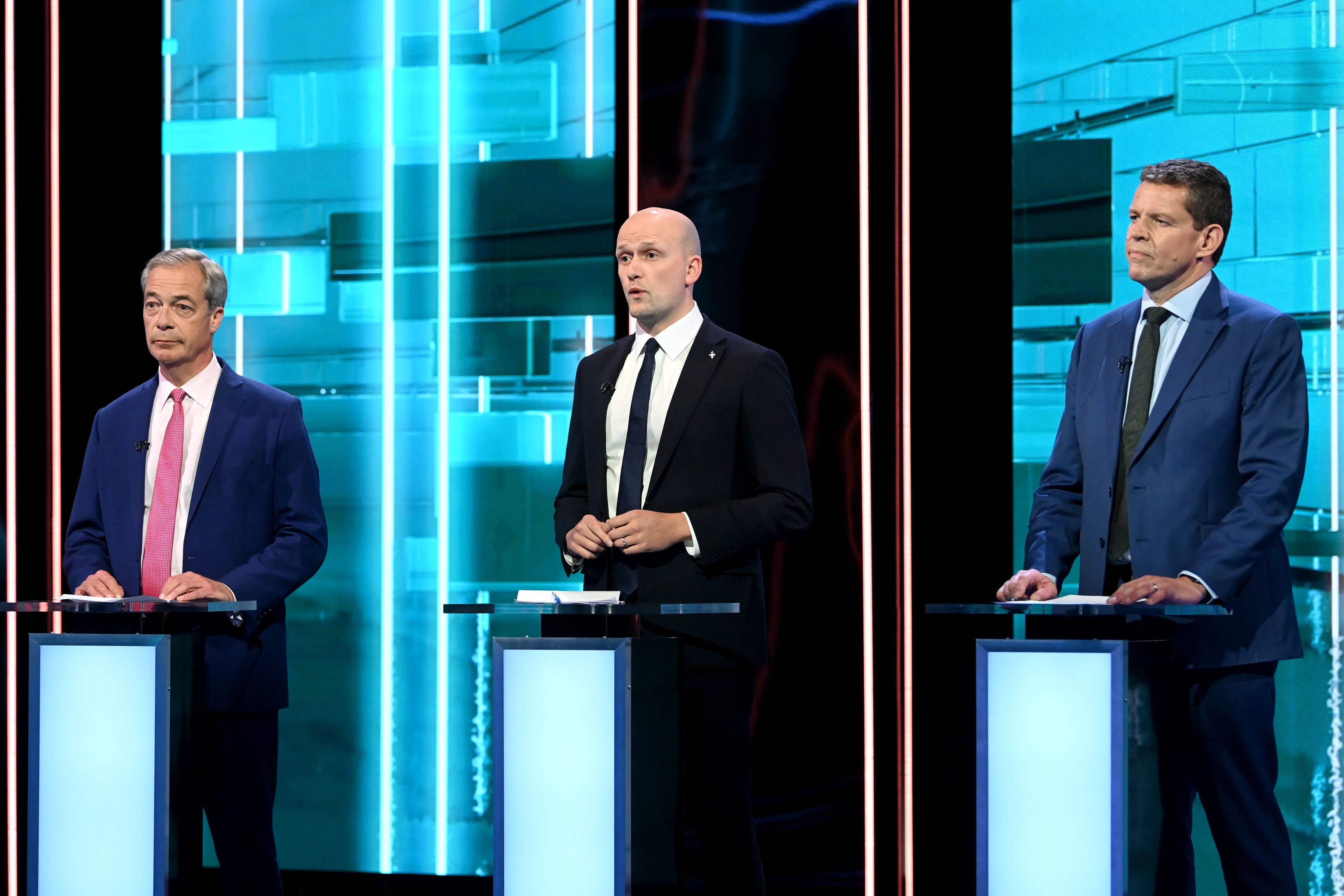 Mr Farage was speaking at the ITV Election Debate (Jonathan Hordle/ITV/PA)