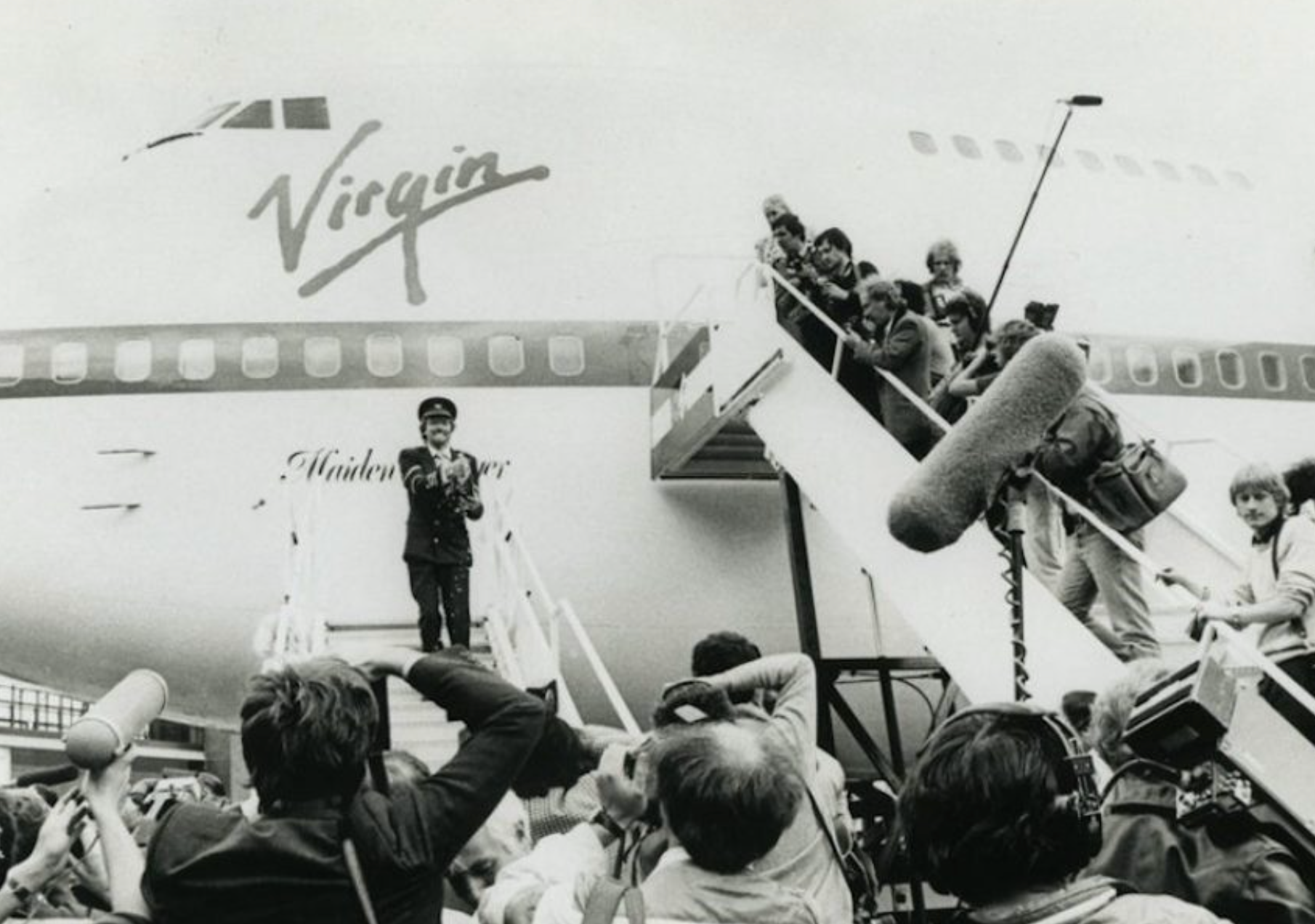  Richard Branson at Gatwick airport ahead of the first Virgin Atlantic departure to Newark New York