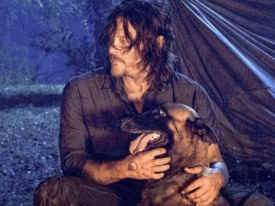 Norman Reedus and Seven as Daryl and Dog in “The Walking Dead”