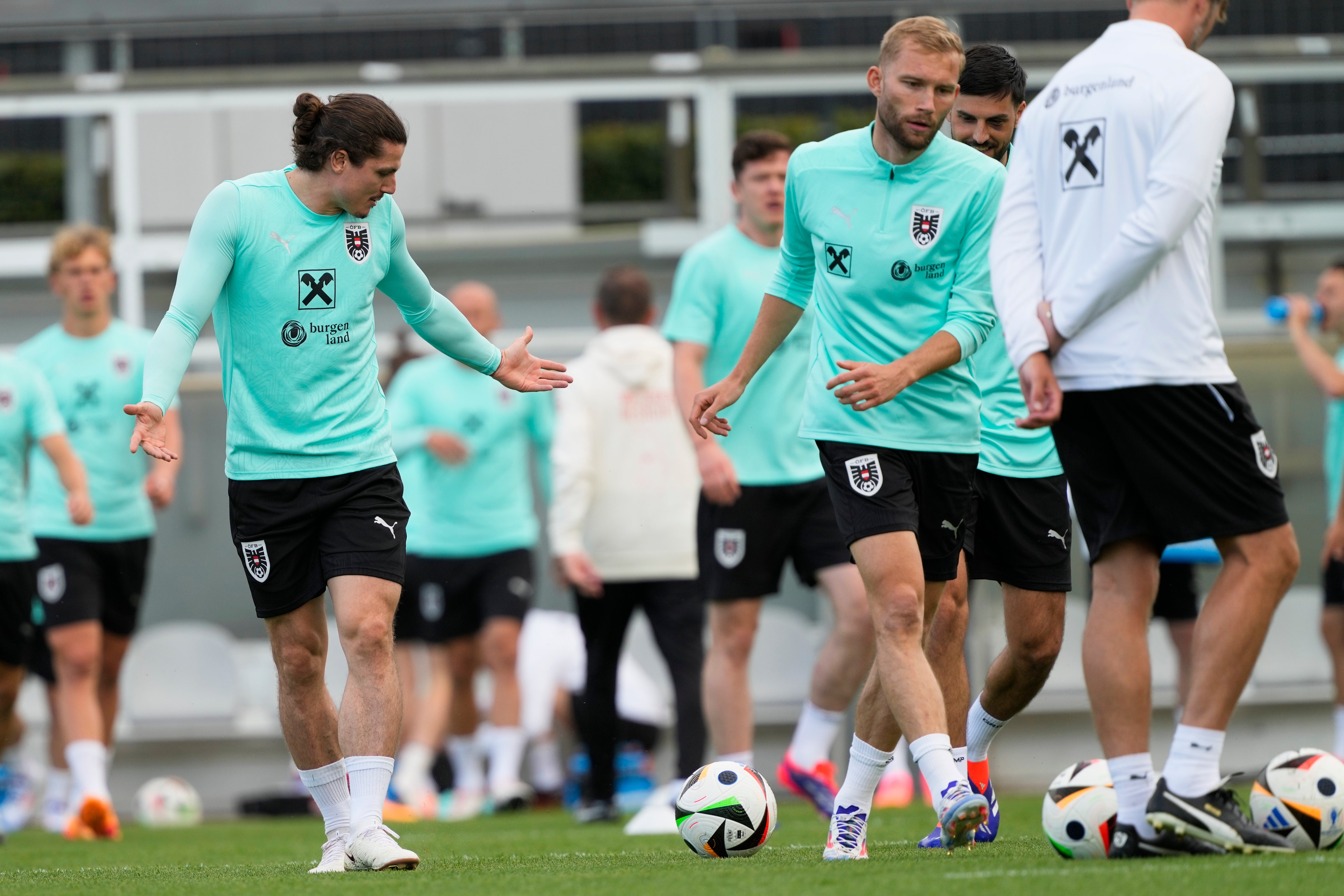 Austria’s Marcel Sabitzer at training in Berlin, Germany