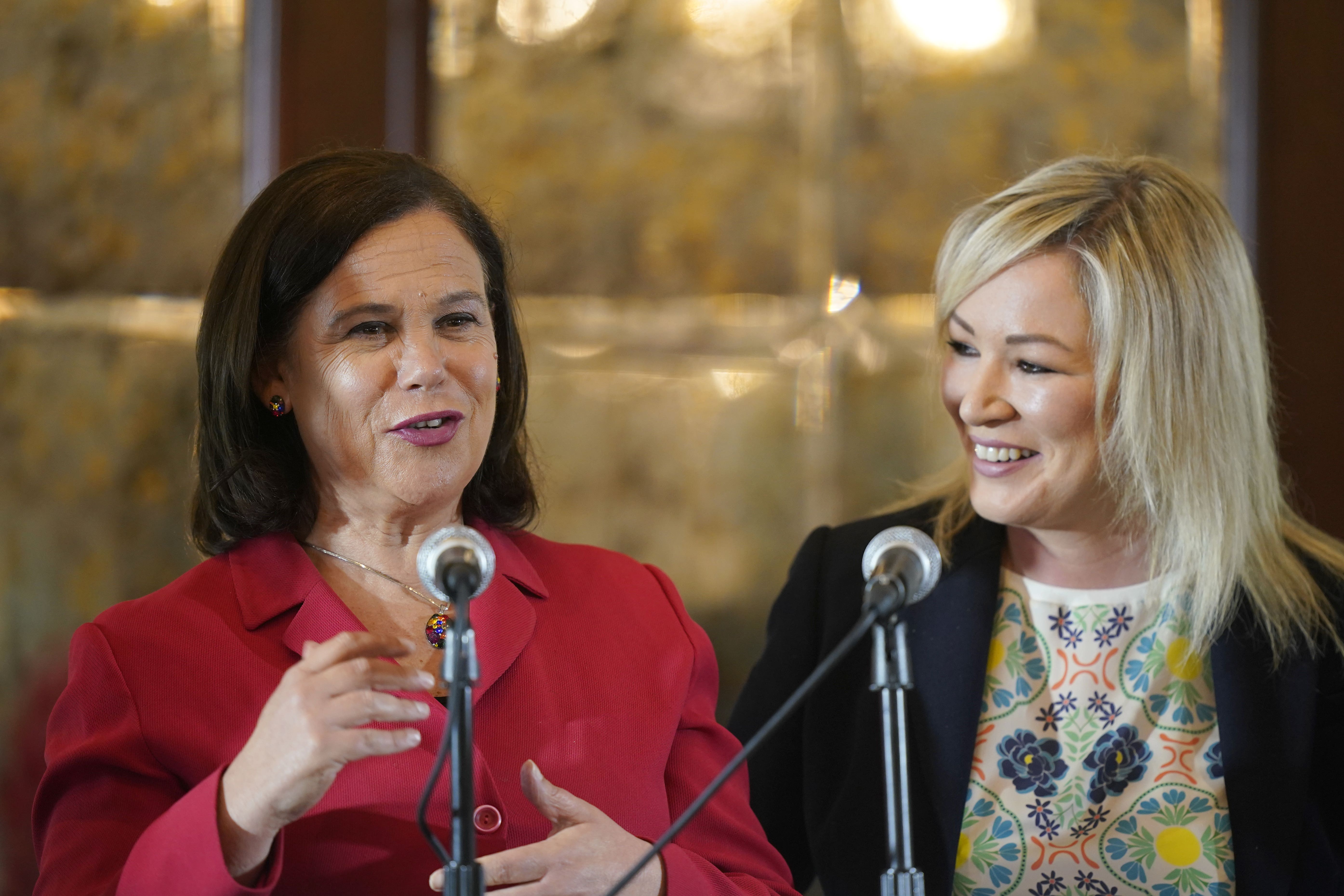 Sinn Fein Party leader Mary Lou McDonald and vice president Michelle O’Neill have said that they expect the party to retain all its seats (Niall Carson/PA)