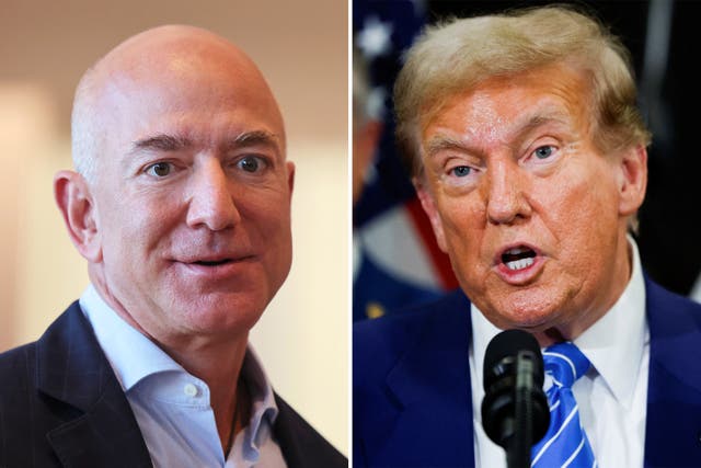 <p>Jeff Bezos and Donald Trump </p>