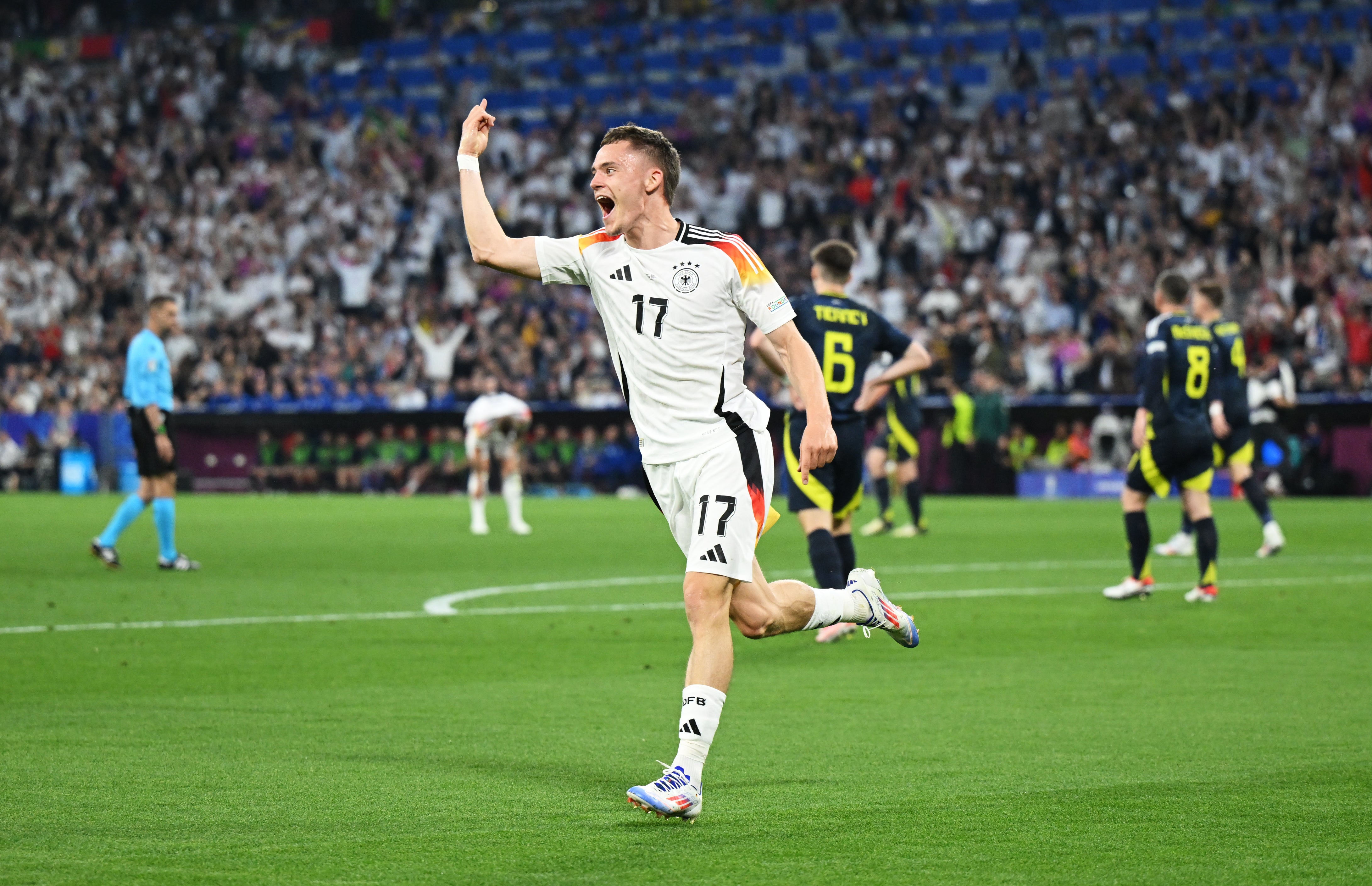 Florian Wirtz celebrates after giving Germany an early lead
