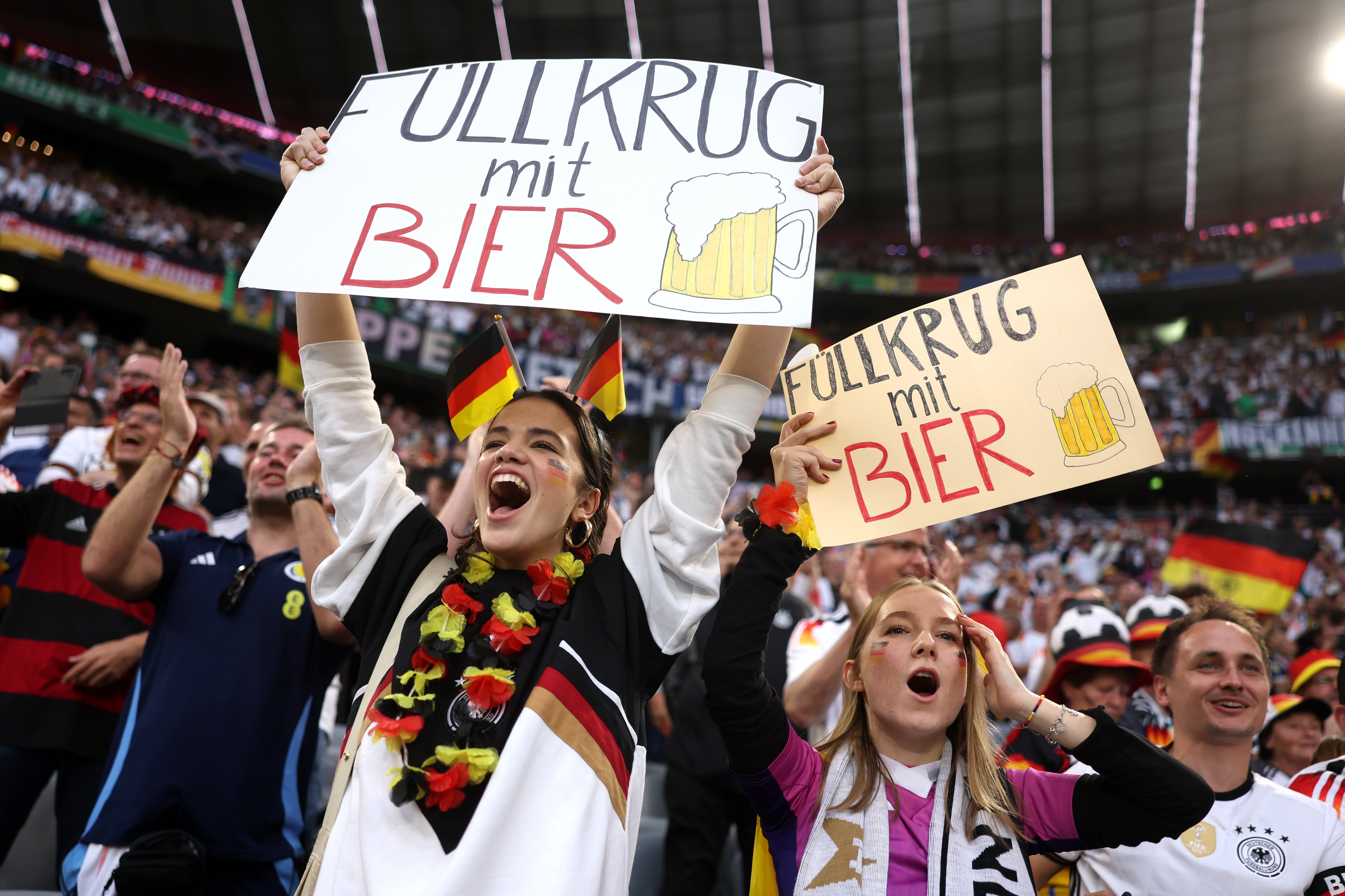 German fans acknowledging Niclas Fullkrug, who scored one of Germany’s five goals
