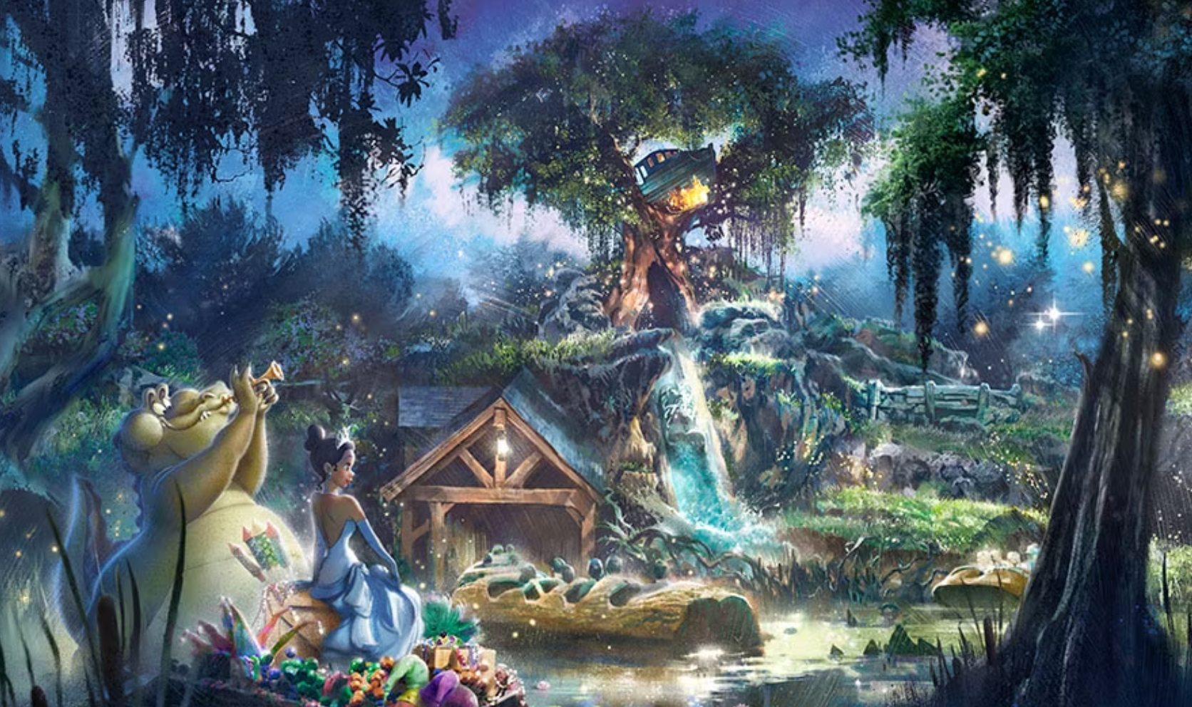 A rendering of Tiana's Bayou Adventure, the ride set to replace Splash Mountain at the Disney parks this summer.