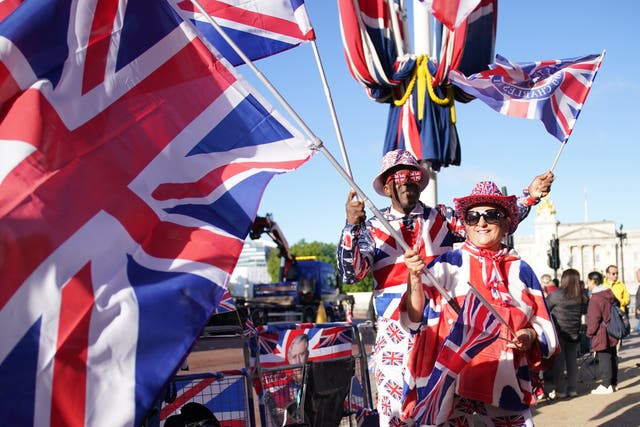<p>Royal fans waiting near Buckingham Palace ahead of Trooping the Colour </p>