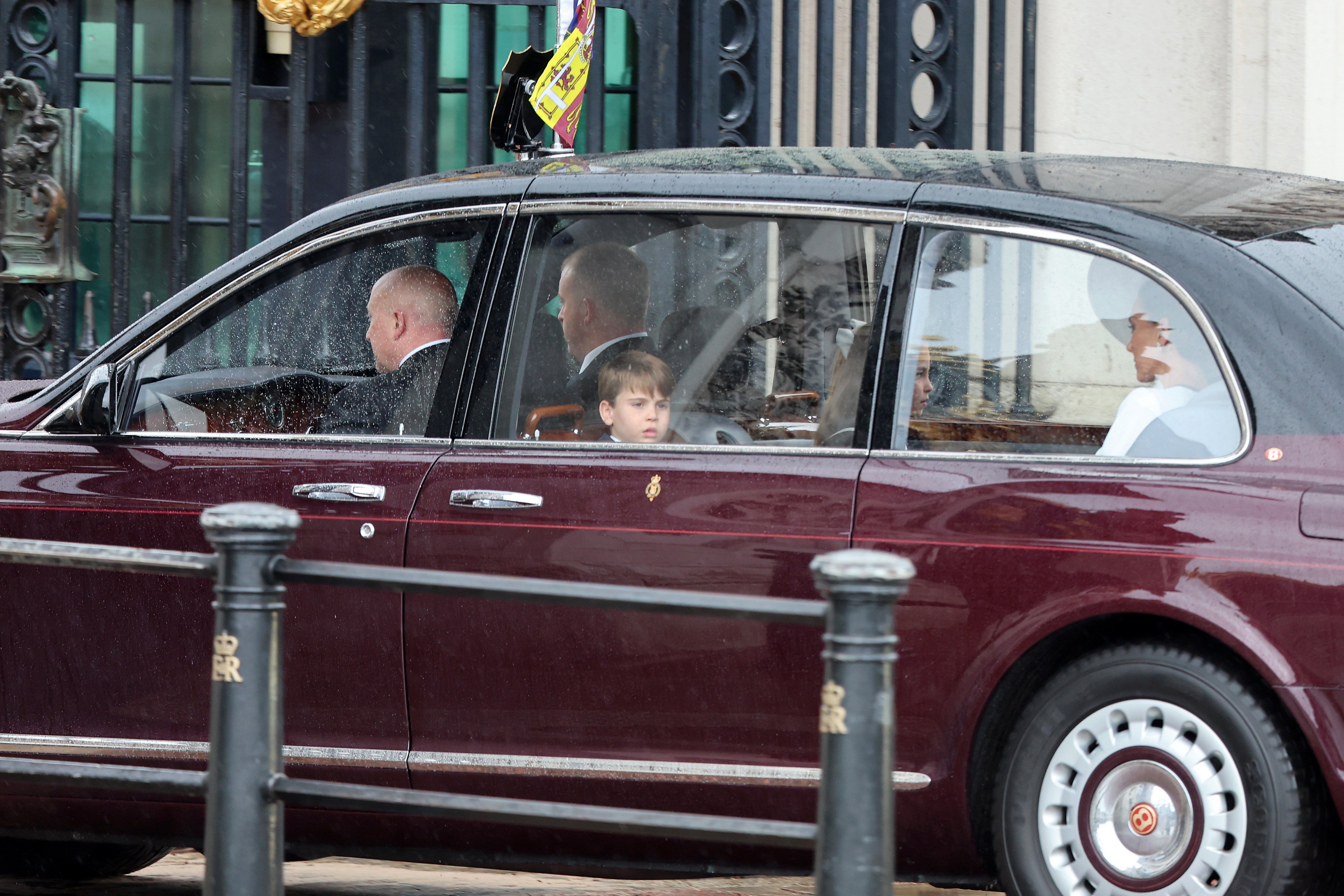 Prince Louis was also seen alongside his brothers