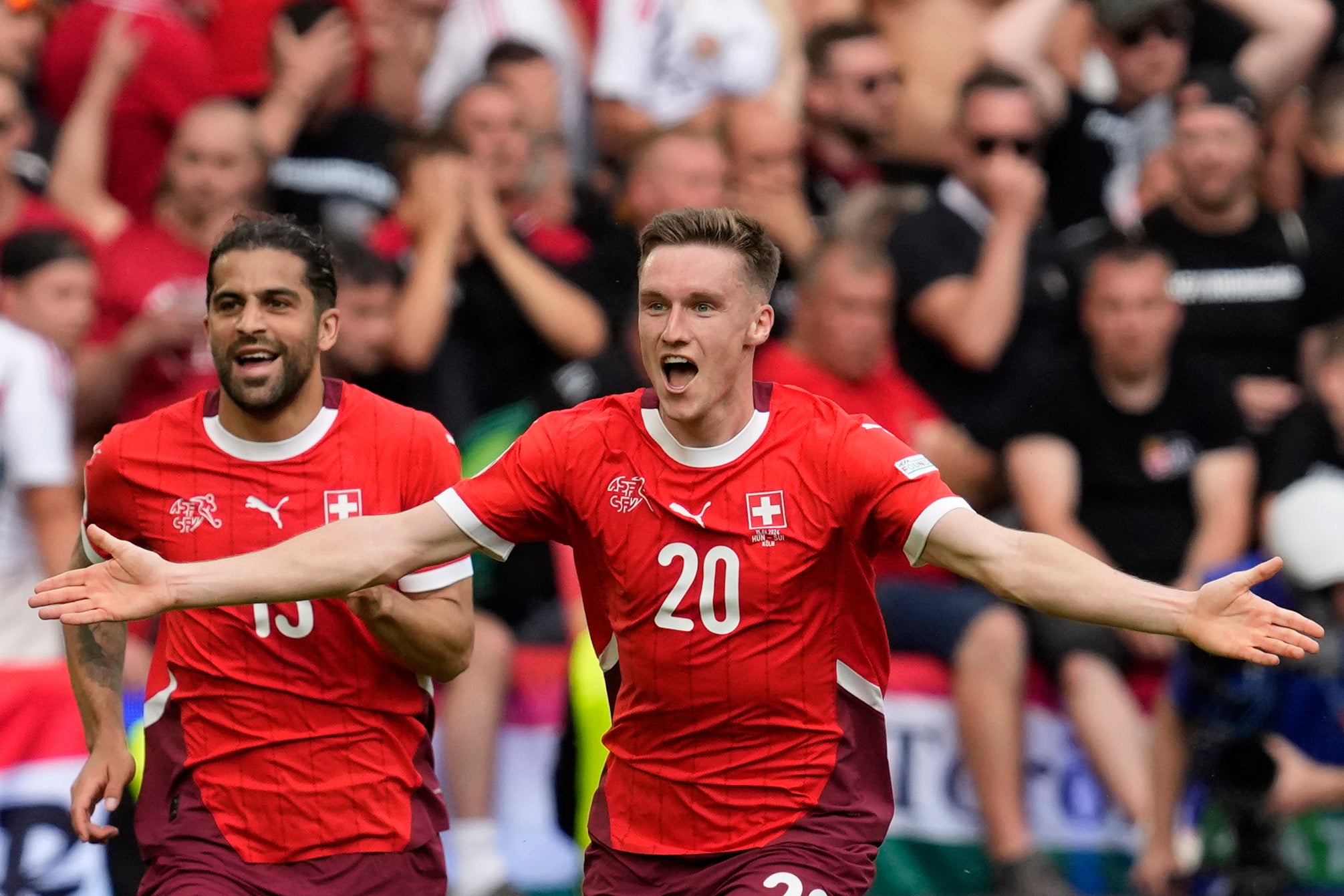Switzerland's Michel Aebischer celebrates