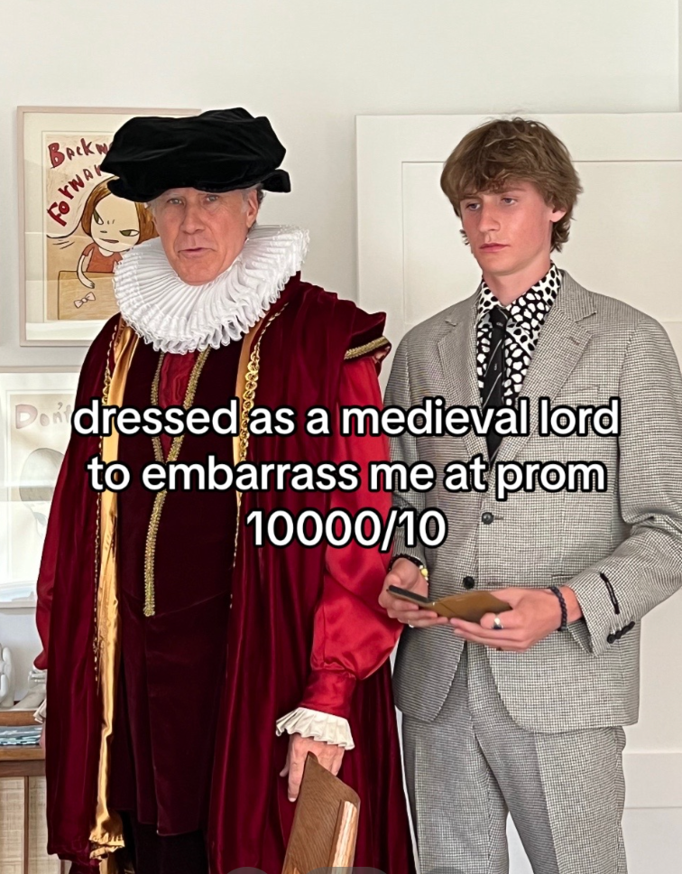Will Ferrell dressed as a medieval lord to play a prank on his son before the prom