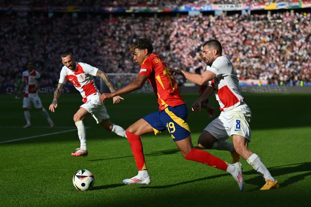 <p>Lamine Yamal in action as Spain beat Croatia in their Euro 2024 opener</p>